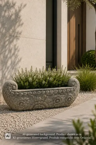 Product image of the product “Carved Stone Planter, 30 cm Height, 130 cm Length, Natural Stone ”